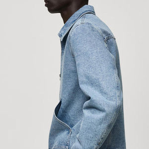 Veste en jean bleu clair zippée pour homme, streetwear de haute qualité, style vintage, manteau en jean décontracté pour homme, vente en gros, vêtements d'extérieur masculins 2024 - Product Image 4