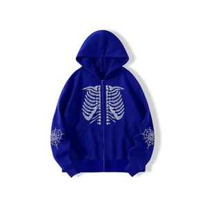 Sweat à capuche court pour homme, coupe classique, avec fermeture éclair ornée de strass, style streetwear décontracté, en polaire respirant, pour l'hiver, service OEM - Product Image 5