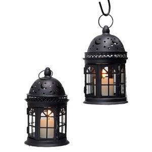 Creative <b>Black</b> Color Finishing Handmade Metal Iron Candle Holder <b>Lantern</b> Modern Design <b>Black</b> Finish Candle <b>Lantern</b> With Handle - Product Image 1