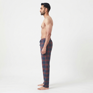Pantalon ample en flanelle pour homme, 100 % coton, coupe ample, taille à cordon, à carreaux, pour l'hiver, vêtement d'intérieur, pantalon de pyjama pour homme - Product Image 3