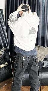 เสื้อฮู้ดดี้วินเทอร์แบบทำสีซีดพิเศษ 420 กรัม ผ้าฝ้ายเทอร์รี่ 100% กางเกงวอร์มซิปแบบยูนิเซ็กซ์ ปักลาย ขายส่ง - Product Image 4