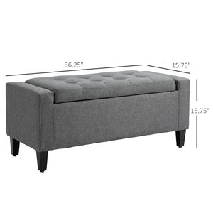 Pouf contenitore in lino resistente con coperchio sollevabile, sgabello in legno grigio salvaspazio per ingresso, appartamento, ospedale, palestra - Product Image 3