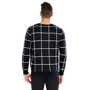 Camisa de punto de algodón de manga larga informal para hombre, con patrón geométrico de cuadrícula, para otoño, anti-bolitas, cuello en V, manga completa - Product Image 2