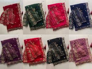Sari en Georgette de créateur indien, dernière collection exclusive, pour mariages et fêtes, séchage rapide, toutes saisons, pour femmes - Product Image 6