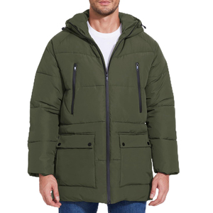 Veste d'hiver pour homme, veste longue décontractée, épaisse, de style outdoor, veste matelassée avec capuche, parka noire de sport, parka hip hop - Product Image 4