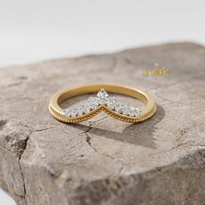 Vintage 925 Silver Lab Grown Diamond Luxury Engagement Wedding Band <b>Stacking</b> <b>Ring</b> Crown Design V Shaped Chevron Zyorio Jewels - Product Image 2