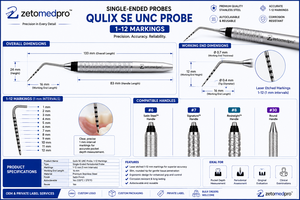 หัววัดแบบปลายเดี่ยว UNC # 6 # 7 # 8 # เครื่องมือวัดทางทันตกรรม 30 ชิ้น รุ่น Zetomed Pro - Product Image 5