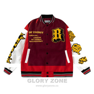Glory Zone Veste universitaire vintage personnalisée pour homme, en laine épaisse avec manches en cuir, style Letterman, manteau de baseball 54 - Product Image 3