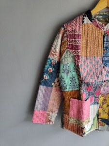 <b>Quilted</b> Patchwork Jacket Women's Mandarin Collar Full Sleeve Cotton Autumn Style Regular Length <b>Single</b> Button Patch Pocket gift - Product Image 2