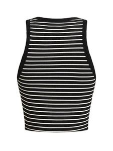 Camisetas sin mangas con cuello redondo, personalizadas con logotipo, estampado de rayas blancas en la parte delantera, tejido acanalado, para mujer, informales, transpirables, de spandex/algodón - Product Image 4