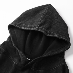 Men's Vintage Washed Oversized Hoodie Heavyweight Drop Shoulder Cotton Pullover Sweatshirt Casual Streetwear Blank OEM Factory - Product Image 3