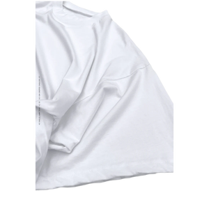 T-shirt court surdimensionné pour homme, 300 GSM, manches courtes, col rond, blanc uni, tricoté, 100% coton, décontracté - Product Image 3