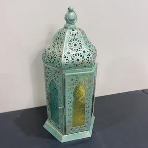 Farol de Hierro Grabado Verde, Farol Decorativo de Mesa para Navidad, Pascua, Ramadán, Eid, Bodas, Decoración del Hogar - Product Image 2