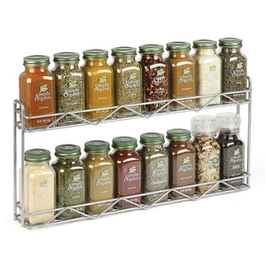 Wholesale 2 Tier Stainless Steel Spice <b>Rack</b> With Glass Jars Space Saving <b>Kitchen</b> Seasoning Organizer Set Bottles in Good Price - Product Image 6