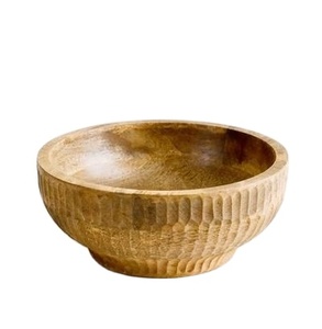Tazón para servir hecho a mano de madera de mango, tazón redondo profundo para ensalada, vajilla rústica para mesa de comedor, tazón decorativo para frutas, ¡en oferta! - Product Image 1