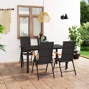 Conjunto de Jardín Grande de WPC, Negro y Marrón, Mimbre Sintético, Aluminio, Conjunto de Comedor - Product Image 1