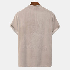 T-shirt classique à manches courtes pour homme, 100% coton, col rond, tissu polaire, texture lisse, respirant, écologique, séchage rapide, décontracté, uni - Product Image 2