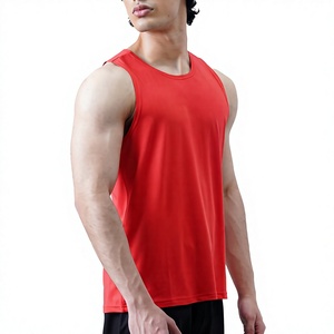 เสื้อกล้ามผู้ชายสีแดง คอวี สีพื้น ผ้าถักระบายอากาศ โพลีเอสเตอร์ 100% สวมใส่สบาย พร้อมลายปัก 3 มิติ - Product Image 2