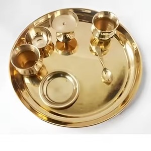 Ensemble de thali en laiton indien en gros – Vaisselle traditionnelle pour dîner, assiettes, bols, cuillères, tasses, articles de table pour hôtels, restaurants et maisons - Product Image 6