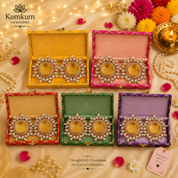 Caja de Regalo Festiva Hecha a Mano en India con Portavelas para Velas de Té, Recuerdo de Boda, Regalos de Diwali, Regalos para la Fiesta de Ganesha Pooja