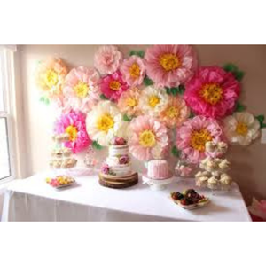 Supports en fer avec fleurs en tissu organza rose clair - Product Image 4