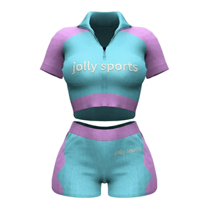 Conjunto de shorts de mujer premium de 280 GSM de nailon acanalado y elastano, marrón y rosa, con paneles con cordones, estampado en relieve y logotipo personalizado. - Product Image 6