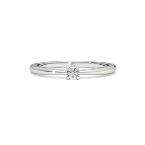 Anillo de Compromiso de Plata de Ley 925 con Diamante Redondo, Engaste de Garras, Estilo Minimalista, Unisex - Product Image 3