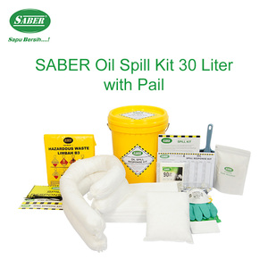 Kit portátil de 30 litros para derrames de aceite con cubeta sellada y asa, kit absorbente de hidrocarburos de emergencia, incluye guantes resistentes a químicos - Product Image 4