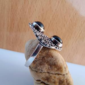 Anillo Art Deco de Ónix Negro, Chapado en Plata de Ley 925, Hecho a Mano, Joyería Elegante para Mujer, Regalo para Bodas y Fiestas - Product Image 2