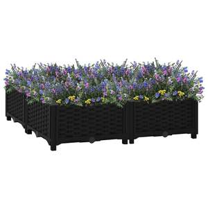 Jardinière surélevée en polypropylène noir, taille moyenne, pot de fleurs durable pour plantes d'extérieur - Product Image 1