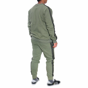 Men's Grey Striped Tracksuit Set Crew Neck Sweatshirt <b>Jogger</b> Pants Sporty Casual <b>Outfit</b> - Product Image 4