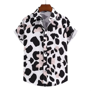 Wholesale Customized <b>Men</b>’s Summer <b>Stretch</b> Print Shirt Short Sleeve Casual Fashion Shirt - Product Image 4