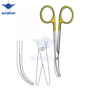 กรรไกรผ่าตัด Fomon ขนาด 11.5 ซม. / 4-1/2 นิ้ว แบบโค้ง สีทอง TC ผลิตจากเหล็กกล้าไร้สนิมคุณภาพสูง สำหรับการตัดที่แม่นยำ - Product Image 3