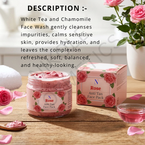 Masque facial anti-bronzage à la rose, masque facial éclaircissant à base de plantes pour éliminer le bronzage, éclaircir la peau, booster l'éclat, soin pour tous les types de peau - Product Image 5