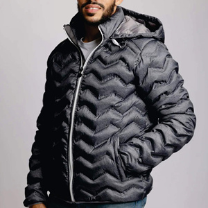 Classic Men's Waterproof Breathable Black V-neck Puffer Jacket Lightweight Winter Casual Streetwear <b>Covered</b> <b>Button</b> Closure - Product Image 4