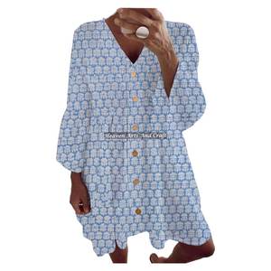 เสื้อผ้าฝ้ายพิมพ์ลายสวยงามจากเมืองชัยปุระ ทรงปล่อยแขนกระดิ่ง ฟรีไซส์ เหมาะสำหรับผู้หญิงและเด็กผู้หญิง ใช้เป็นชุดชายหาดได้ - Product Image 1