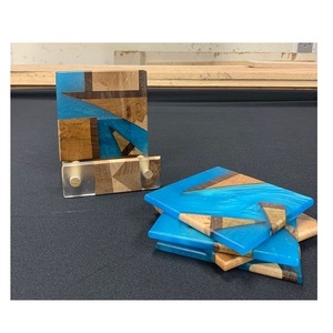 Wholesale Price <b>Bar</b> Epoxy Resin Cup Coasters For Kitchen <b>Table</b> Decor Wood Coasters Tea Coffee Pad Mats Resin Coasters Set Use - Product Image 1