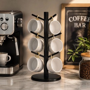 Heavy Duty Modern Handmade Wrought Iron <b>Mug</b> Holder with Strong Hooks for Displaying and Organizing Multiple Coffee Cups - Product Image 1