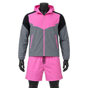 Conjunto Deportivo para Hombre con Bloques de Color, Chaqueta con Capucha y Cierre, Resistente al Viento, y Pantalones Largos - Product Image 1
