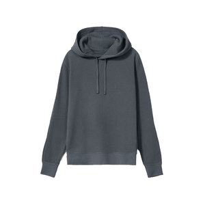 Sweat à capuche personnalisé de haute qualité en maille gaufrée épaisse pour homme, pull uni, couleur unie, oversize, en coton, streetwear - Product Image 1