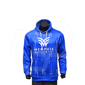 Sudadera con Capucha Azul Deportiva para Jóvenes, Corte Regular, Informal, Transpirable, de Poliéster Tejido, Ropa Deportiva, Top de Entrenamiento - Product Image 1