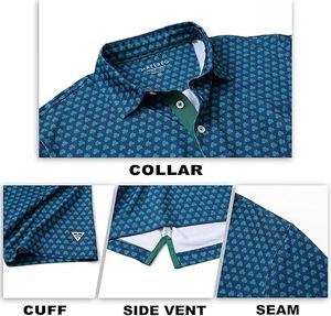 Men's Blue Dot <b>Pattern</b> Polo Shirt Short Sleeve Breathable <b>Knitted</b> Casual Golf Clothing - Product Image 3