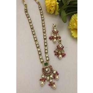 Magnifique ensemble de boucles d'oreilles en or plaqué de qualité supérieure avec longues pierres de moissanite et Kundan, bijoux de créateur pour femmes, pour mariage et soirée - Product Image 2