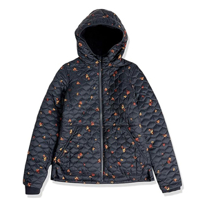 Quilted Hooded <b>Jacket</b> Women Floral Print Polyester Wadding Full Sleeve Autumn Wear Zipper Closure Regular Fit - Product Image 1