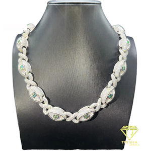 Colgante de Ojo Estilo Hip Hop Personalizado, con Diamantes Moissanite VVS, Plata de Ley 925, Cadena Cubana, Certificado de Joyería - Product Image 5