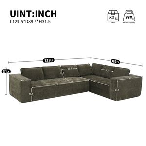Divano Sezionale Modulare Minimalista da 328 cm con Video-Enhancement, 6 Posti, in Ciniglia Antipiega, Set 2 Pezzi per Soggiorno - Product Image 2