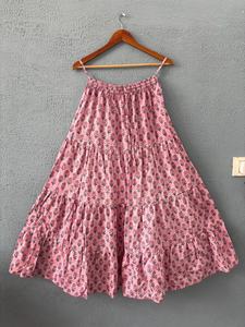 Handmade Cotton Block Print <b>Skirt</b> <b>Elastic</b> Waistline Breathable Traditional Summer Style Casual Nonwoven Weaving Method - Product Image 6