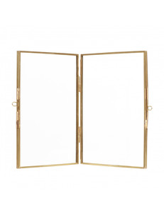 Cadre photo double face en verre et laiton sur pied, cadre photo de table en métal pour la décoration intérieure, vente en gros - Product Image 2