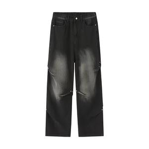 กางเกงยีนส์ลำลองผู้ชายทรงหลวม ใส่ได้ทั้งฤดูหนาวและฤดูร้อน ระบายอากาศได้ดี ผ้าฝ้าย 100% ติดกระดุม ทรงโอเวอร์ไซส์ สไตล์เรโทร - Product Image 3