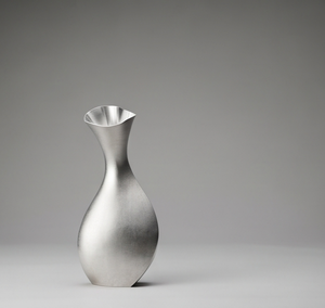 Vase en métal lourd à bord incliné unique, texture moulée, décoration de table, fournitures pour commandes en gros - Product Image 5
